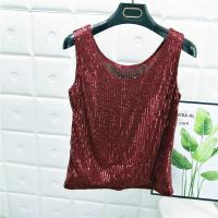 Chaleco De Noche Con Lentejuelas Para Mujer Estilo De Calle Blanca Brillante Poliéster Talla Regular Top De Verano 2022 - details 19