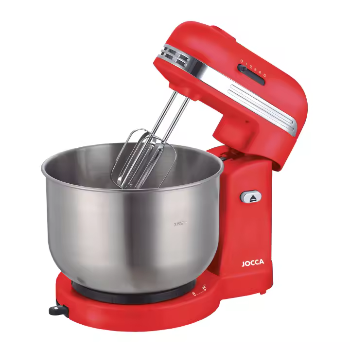 Batidora amasadora Jocca con bowl de acero inoxidable con capacidad de 3.5L y autorrotación, 5 velocidades, 2 varillas diferentes con empuje ajustable izquierda o derecha y 350W de potencia - 1