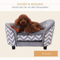 Pawhut Sofá para Mascotas Sofá Acolchado para Perros y Gatos de Madera con Cojín Grueso Patas y Bolsillo de Almacenaje 68,5x40,5x40,5 cm Gris - details 6