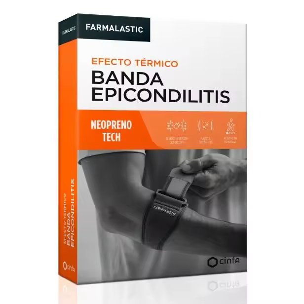 Banda Epicondilitis Neopreno Efecto Térmico Gris, Farmalastic, Cinfa. - 1