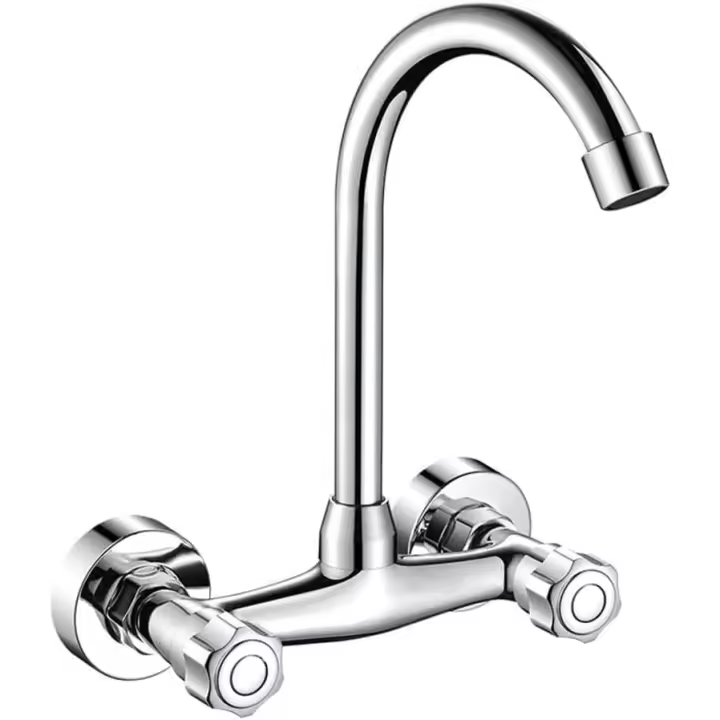 Grifo de lavabo de doble orificio, grifo de agua fría y caliente para balcón, lavabo - 1