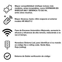 Mando Garaje Universal Multifrecuencia HR Matic Multi 2 NOA Compatible Frecuencias 433-868MHz Código Fijo y Variable Unifica 4 Mandos Distintos En 1 Compatible Mastercode Erreka BFT ROPER SOMMER HORMANN CLEMSA VDS MARANTEC TELCOMA Copiador Mandos Garaje - details 6
