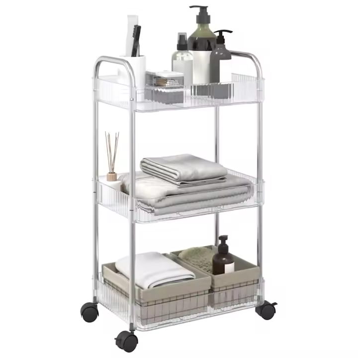 vidaXL Carro de almacenamiento transparente en dimensiones 37x28x68 cm/37x28x43.5 cm/37x28x95 cm - 1