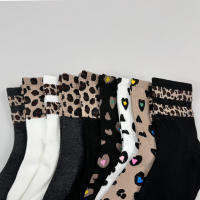 9 Pares De Calcetines De Otoño E Invierno Para Mujer Con Estampado De Leopardo Calcetines Medio Tubo Dulces Y Lindos Para Mujer - details 1