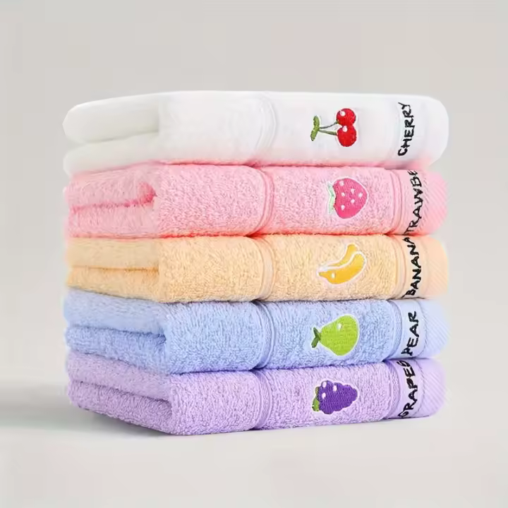 Juego De 5 Toallas De Mano Con Diseño De Frutas En Algodón Suave Tejido Combinado Absorbentes Y Secado Rápido Toalla De Rostro - 1
