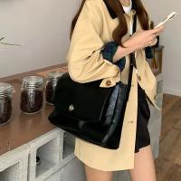 Nueva Bandolera Grande Retro Para Mujer 2025 Con Capacidad Alta Y Textura Estilo De Comercio Diario Tamaño Grande Color Marrón Oscuro Y Negro - details 21