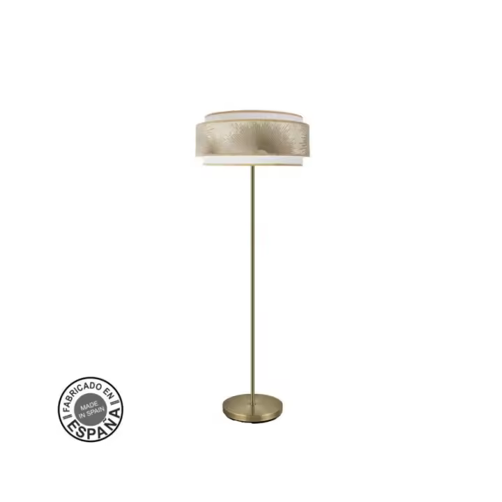Fabrilamp - Pie Salon Nepal 3p 1xe27 Cuero/blanco/oro 160x40x40 Cm - 1