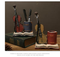 Portaestilográficos De Resina Retro Con Diseño De Saxofón Y Violín Decoración Para Escritorio De Estudio Y Sala De Estar - details 9