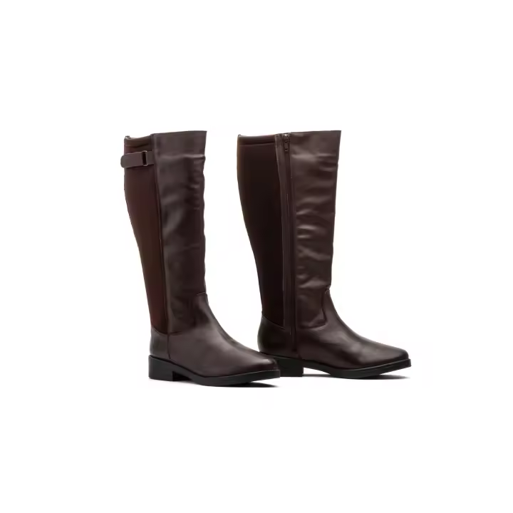 Mº90748 Marrón - NEGRO Hecho en España Botas Mujer Piel  Elásticos Numeración: 35-42 Marca: JAM Estas elegantes botas altas en tono destacan no solo por su acabado liso y sutilmente brillante en la parte frontal, sino también - 1