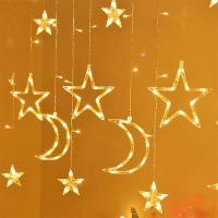 Luz De Hilo De Hadas De Luna Y Estrella Para Ventana De Navidad Decoración Para Interior Patio Puerta Delantera Camping Habitación Infantil - details 1
