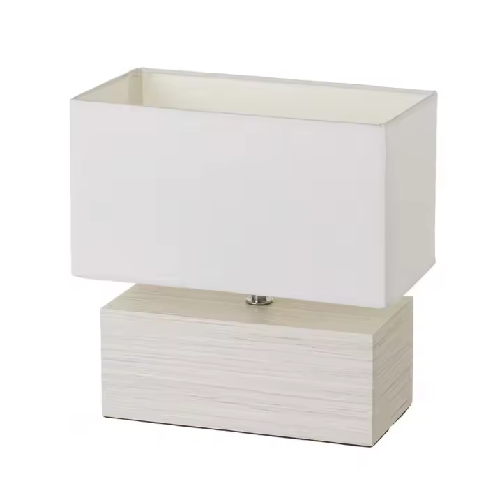 Lámpara de mesa con pantalla nórdica de madera y lino beige, de 28x15x28 cm -DAMDAM GO - 1