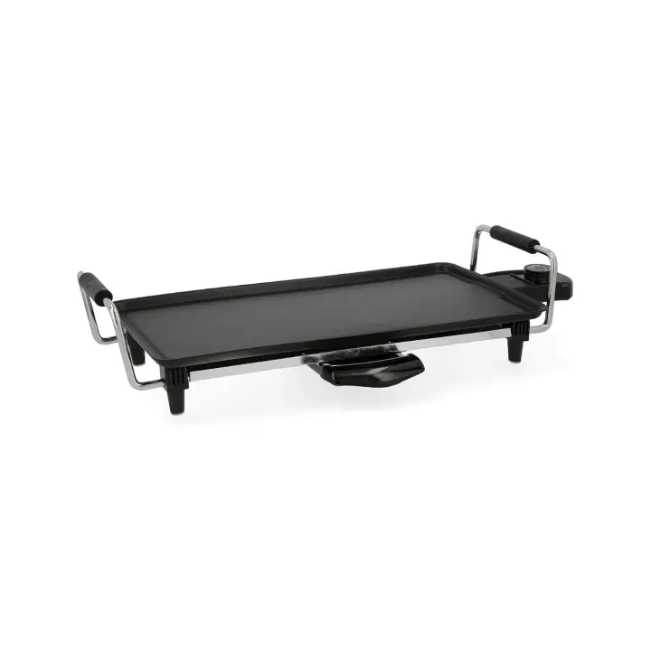 Dcook Plancha eléctrica de asar 2000W, 42.5X22CM, Acero. Cocina saludable sin aceite, superficie amplia, control de temperatura ajustable. ¡Prepara carnes, pescados y verduras fácilmente!" - 1