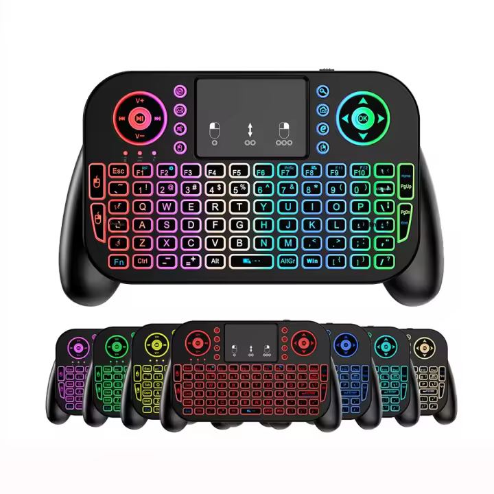 Mini Teclado Inalámbrico V8 Con Ratón Air 2.4G Bluetooth Retroiluminado 7 Colores Para Android TV Box Control Remoto Con Touchpad - 1