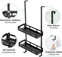 Almacenamiento de Ducha Colgante, cesta de Ducha Negra sin perforación, estante de baño con ventosasY 2 Ganchos - details 3
