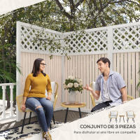 Outsunny Conjunto de Mesa y Sillas de Jardín Exterior Juego de 3 Piezas Sillas y Mesa de Ratán con 2 Sillas 1 Mesa de Centro Redonda y Cojines para Terraza Césped Balcón Natural - details 3