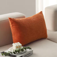 Funda Cojín Rectangular Naranja Ultra Suave De Corduroy Para Sofa De Sala De Estar Funda De Almohada Cómoda Tamaño 30x50 - details 2