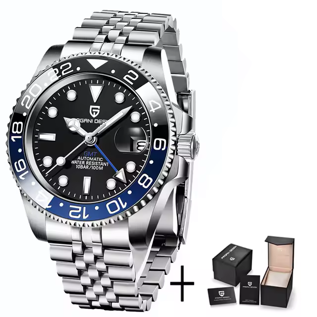 Reloj De Lujo Para Hombre PAGANI DESIGN 2025 GMT Mecánico Acero Inoxidable Cristal De Zafiro Resistantes Al Agua Y Choque Con Calendario Completo - 1