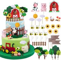 30 PCS Decoraciones De Tarta De Animal De Granja Para Cumpleaños Baby Shower Fiesta Temática De Granja Resina Cartoon Animal - details 0