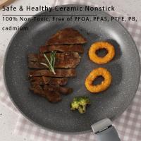 Juego de ollas y sartenes de cerámica, 5 piezas, 20/26 cm, no tóxico, sartén antiadherente con tapa y asas extraíbles, apta para inducción y horno, libre de PTFE y PFOA, color rosa - details 2