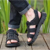Sandalias Para Hombre Nuevas Zapatillas De Playa Cuero Tacones Antideslizantes Y Gruesos Verano Sandalias De Cuero Para Exteriores - details 8