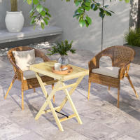 Outsunny Mesa de Jardín Rectangular Mesa de Exterior de Terraza de Madera Carga 40 kg para Balcón Patio 68x44x75 cm Natural - details 5