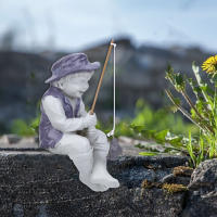 Estatua De Jardín Chico Pesca Resina Jardín Ornaments Divertido Escultura De Césped Decoración De Hogar 15*10cm - details 3