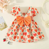 Vestido De Algodón Para Niñas Con Cuello Redondo Y Bow En La Espalda Estilo Coreano Para Bebés De 0 a 3 Años Vestido De Verano Cute - details 1