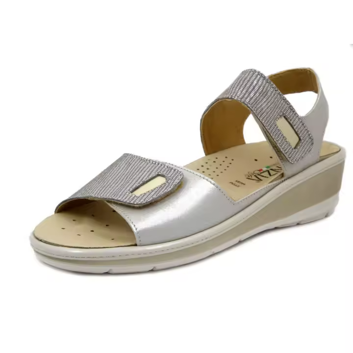 Sandalias ortopédica de Mujer en Piel beige with DOS Tiras, Planta extraible, CINZIA SOFT - 1