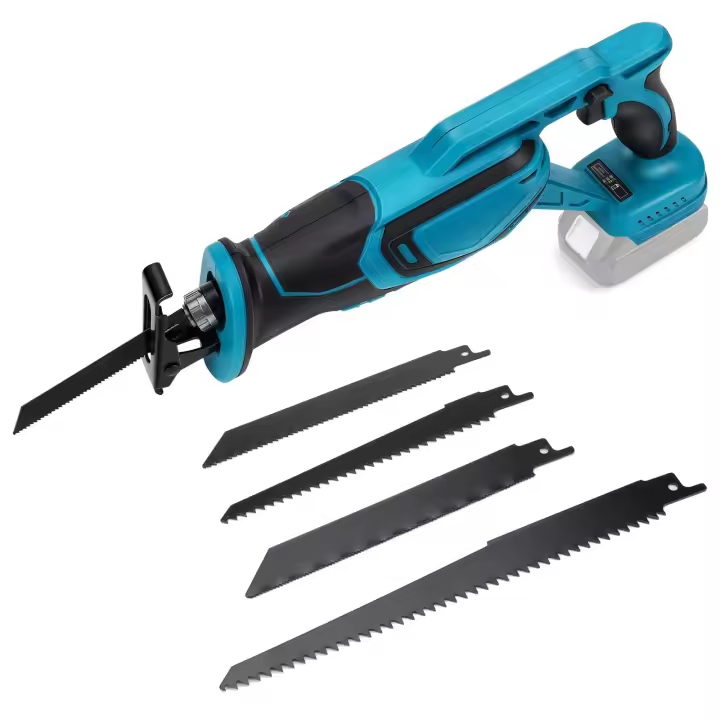 Sierra eléctrica sin escobillas de 18V, sierra eléctrica para madera, Metal, PVC, materiales de tubería, corte con 4 Uds.Apto para baterías Makita - 1