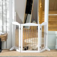PawHut Barrera de Seguridad para Perros Plegable para Escaleras y Puertas Valla para Perros Pequeños y Medianos de 3 Paneles con Soporte de Pie para Interiores 154x30x80 cm Blanco - details 1