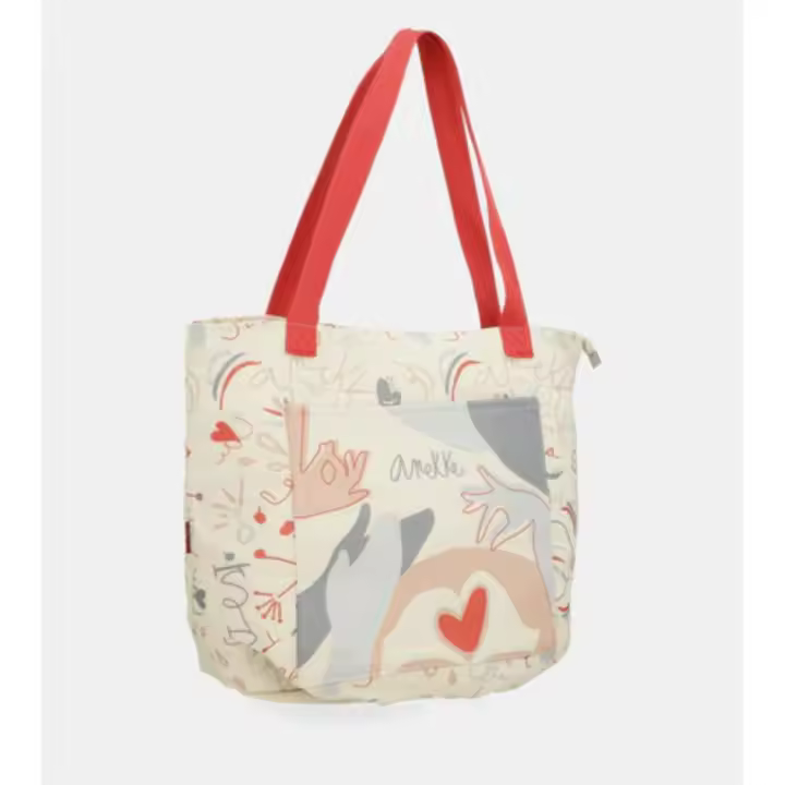 Anekke mod. 40474-231 - Bolso de playa multicolor con asas rojas - 1