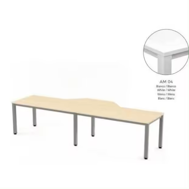 MESA EN FORMA DE L EXECUTIVE DE ROCADA 320x120x80 COLOR BLANCO/BLANCO - 1