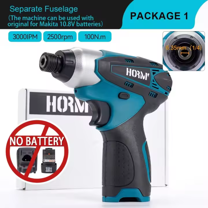 Hormy Compact 12V Destornillador Eléctrico Sin Cable 2500RPM 100N.m Compatible Con Batería Makita 10.8V Para Equipo De Renovación - 1