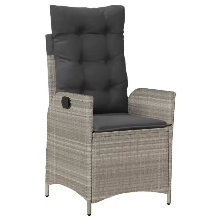 Sillón de Jardín reclinable con los almohadas del ratán PE gris Claro - 1