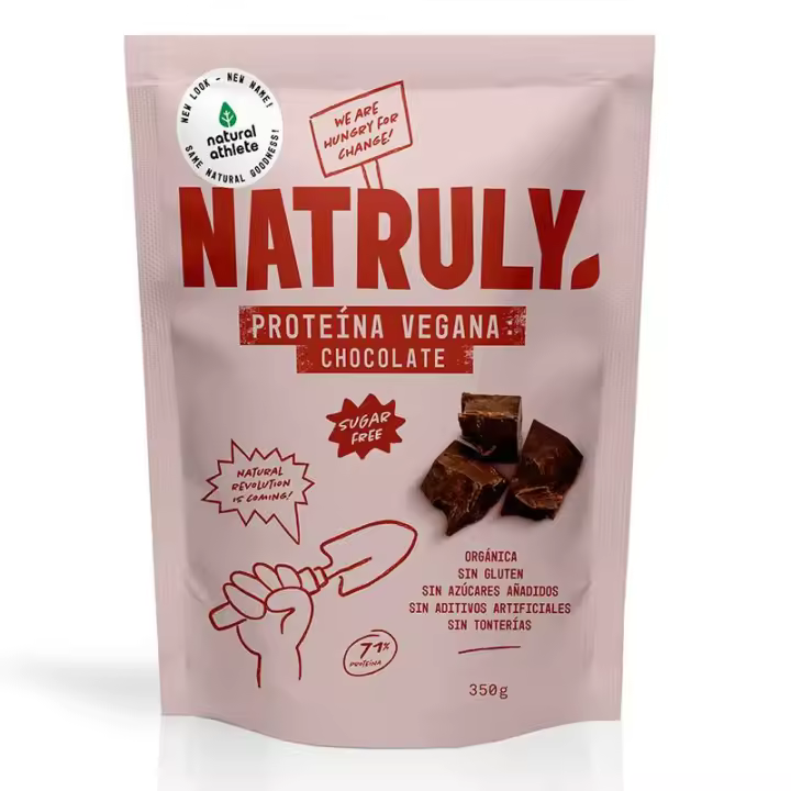 Proteína Vegana de Chocolate Bio 70% - 350g Natruly: Suplemento Alimenticio a Base de Plantas para una Nutrición Saludable - 1