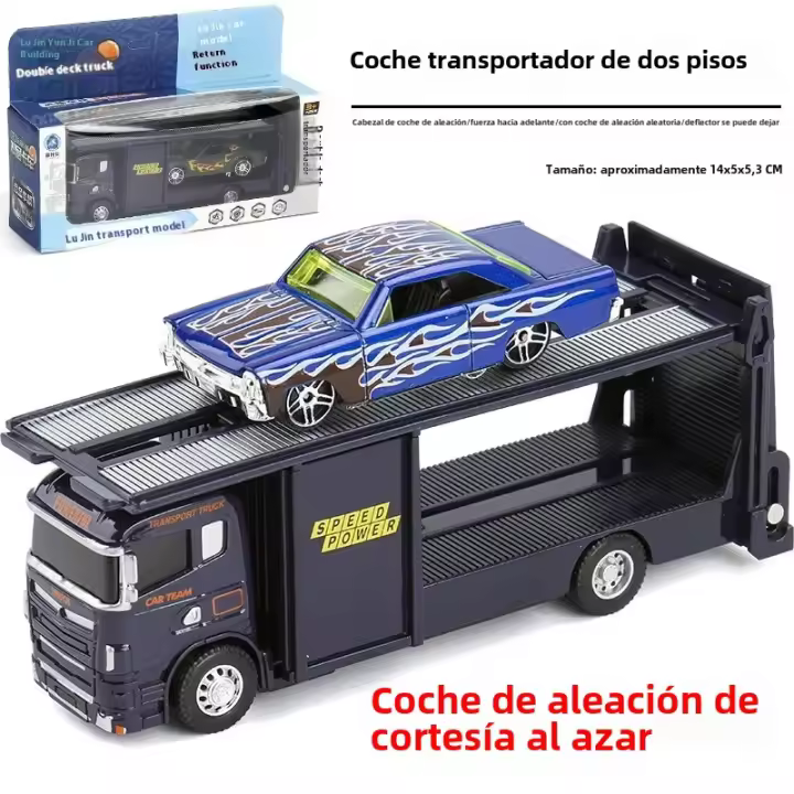 Mini Camión De Transporte De Doble Piso De Aleación Juguete Premium Para Niños Con Acción De Resorte Vehículo De Diversión Y Aventura Infinita - 1