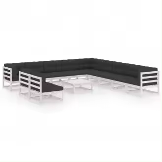 VIDAXL 3076930 conjunto de muebles rústicos de jardín modulares color blanco con cojines - 1