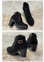 Botas De Tacón Alto Para Mujer Primavera Invierno Calidad Superior Con Cordones Moda Europea Zapatos De Mujer PU Botas Con Plataforma Entrega Rápida - details 11