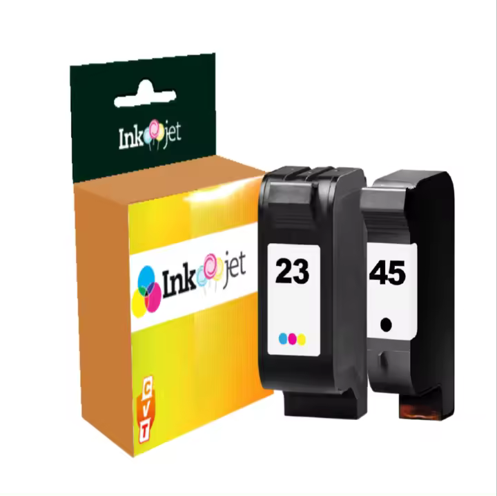 Pack Cartuchos de Tinta Remanufacturados HP 45 51645AE Negro + HP 23 C1823DE Tricolor de Alta Calidad - 1