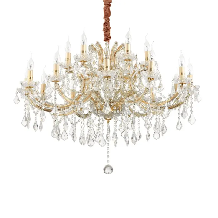 Araña clásica Napoleón Metal-Cristal Oro 18 Luces E14 - 1