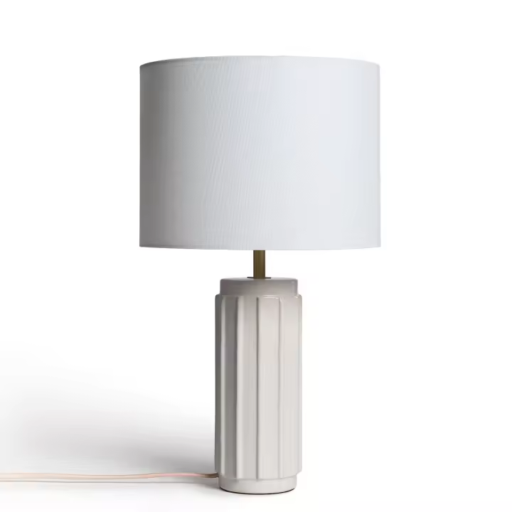 LEDKIA LIGHTING - Lámpara de Mesa Corbusier | Cerámica Resistente | Compatible Bombilla E27 | Para Salón, Dormitorio | Diseño Vintage, Nórdico, Boho, Blanco, Cerámica - 1