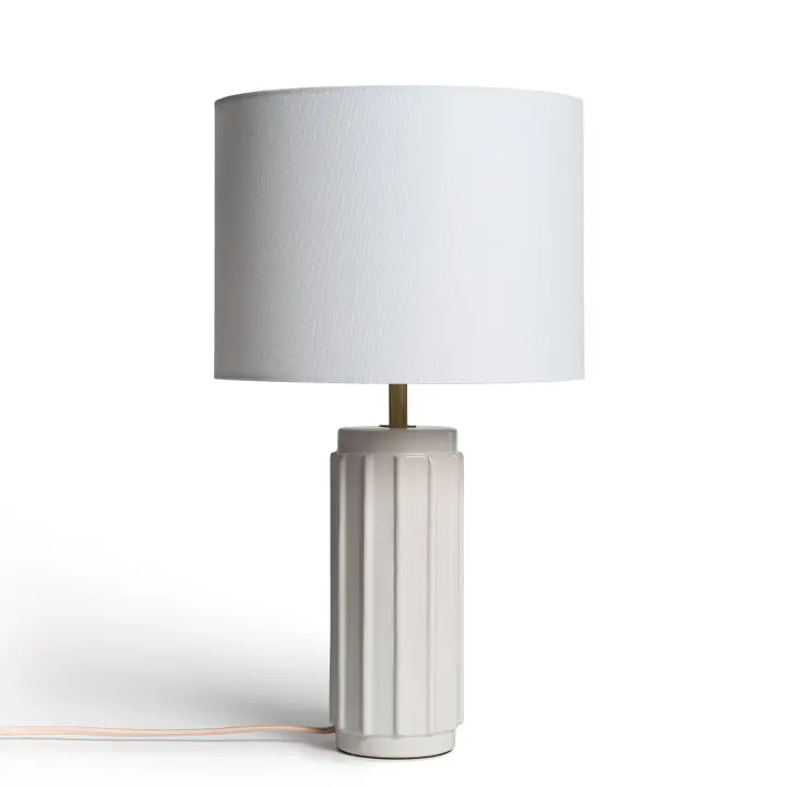 LEDKIA LIGHTING - Lámpara de Mesa Corbusier | Cerámica Resistente | Compatible Bombilla E27 | Para Salón, Dormitorio | Diseño Vintage, Nórdico, Boho, Blanco, Cerámica - 1