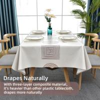 Mantel lavable de PVC de plástico impermeable, rectangular, protector de mesa para cocina, picnic, exterior e interior (138 x 185 cm, geométrico) - details 2