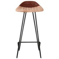 vidaXL Taburetes de cocina 4 unidades cuero auténtico marrón - details 2