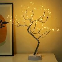 Lámpara De Mesa Árbol De Noche LED Con Encendido Por Toque Y USB/Batería Decoración De Flores Artificiales Bonsái Para Escritorio - details 14