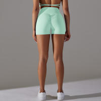 Shorts Deportivos Sin Costuras Cintura Alta Push up Yoga Elásticos Para Gimnasio Y Correr Shorts Transpirables De Poliéster Y Nylon - details 23