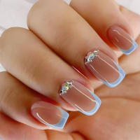 24 Pcs Uñas Postizas Redondas Medio Rosa Y Blanco Gloss Con Estrella Reutilizables Falsas Con Tabs De Gel Uñas De Plástico Para Dedos - details 13
