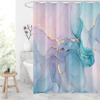 Cortina de Ducha de Mármol, Anti Moho Impermeable Poliéster Lavable Cortinas de baño con Ganchos 180x200cm - details 1