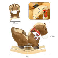 HOMCOM Caballito Balancín para Bebés 18-36 Meses Caballo Balancín con Sonidos de Animal Cinturón de Seguridad Manillar y Reposapiés Carga 40 kg 60x33x50 cm Café - details 2