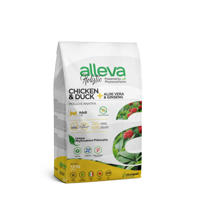 Alleva Holistic para gatos Adultos con Pollo & Pato + Aloe Vera & Ginseng